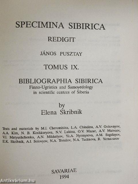 Specimina Sibirica IX.