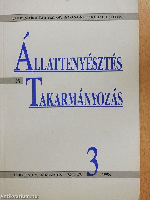 Állattenyésztés és Takarmányozás 1998/3.