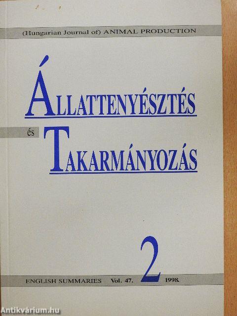 Állattenyésztés és Takarmányozás 1998/2.