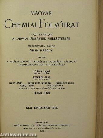 Magyar Chemiai Folyóirat 1936-1938. január-december