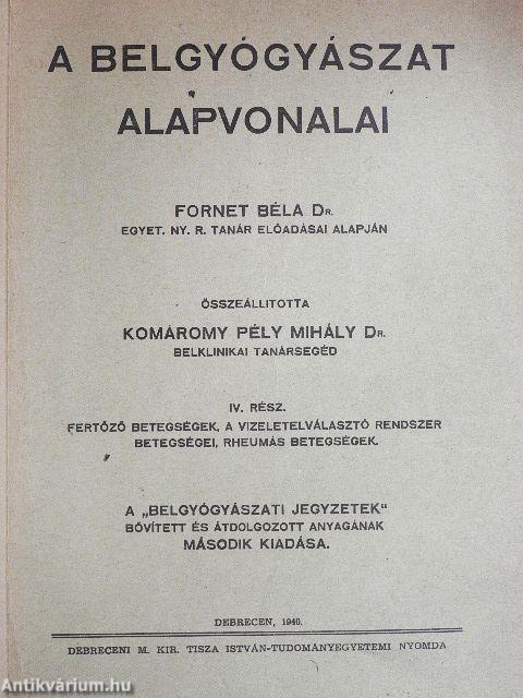 A belgyógyászat alapvonalai IV. (töredék)
