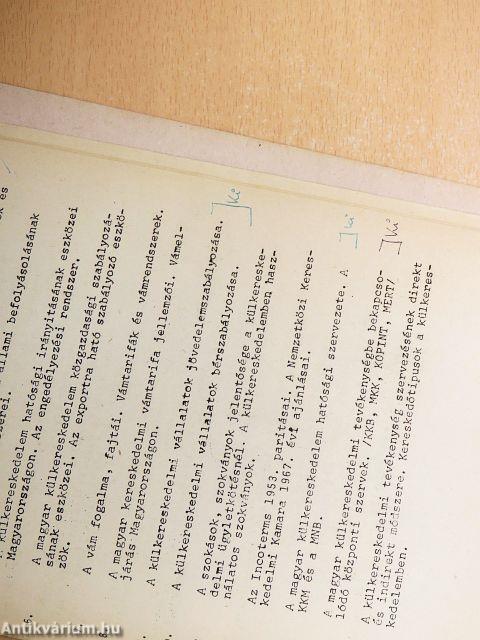 A külkereskedelem technikája és szervezése II.