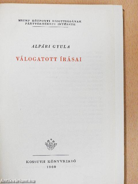 Alpári Gyula válogatott írásai