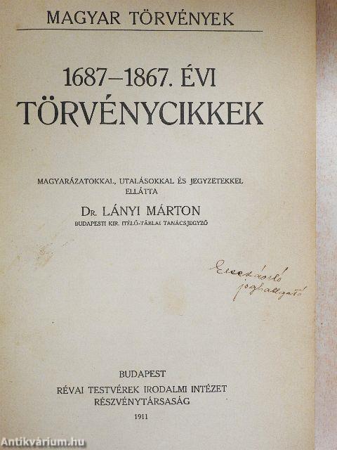 1687-1867. évi törvénycikkek