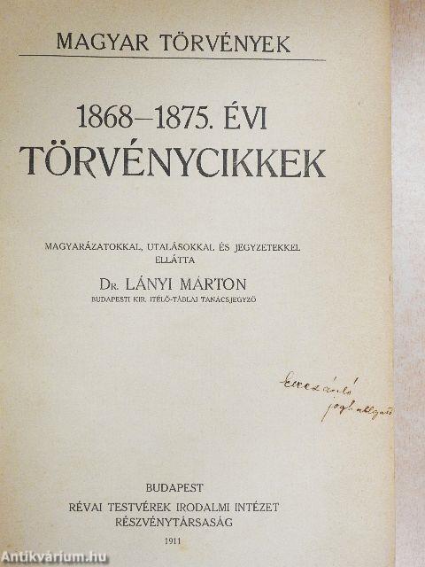 1868-1875. évi törvénycikkek