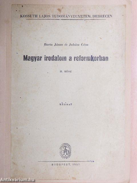 Magyar irodalom a reformkorban II.