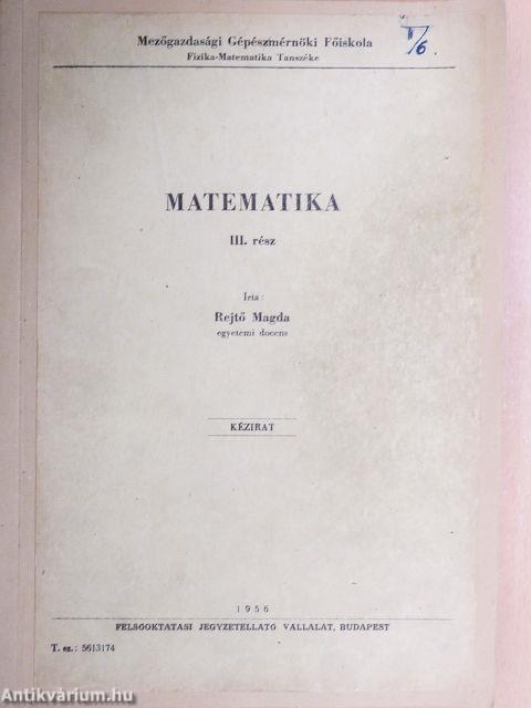 Matematika III.