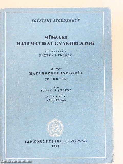 Műszaki matematikai gyakorlatok A. V./2.