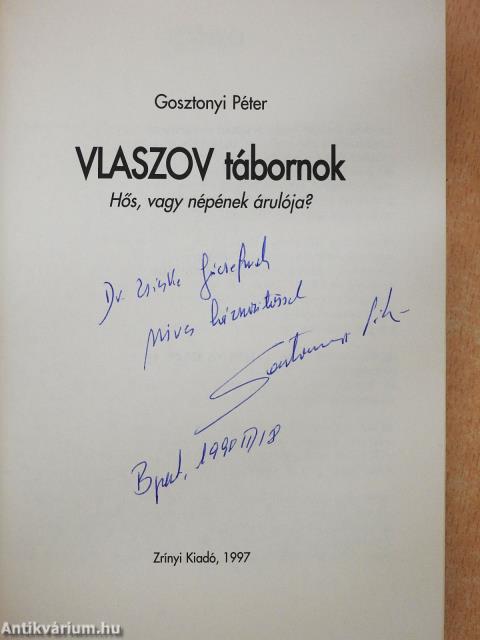 Vlaszov tábornok (dedikált példány)