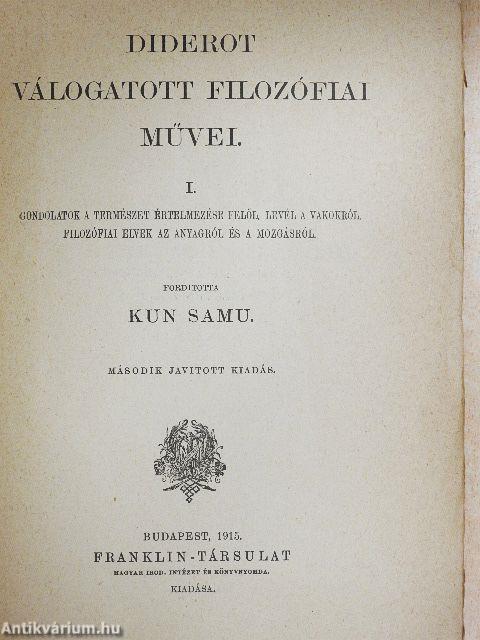 Diderot válogatott filozófiai művei I.