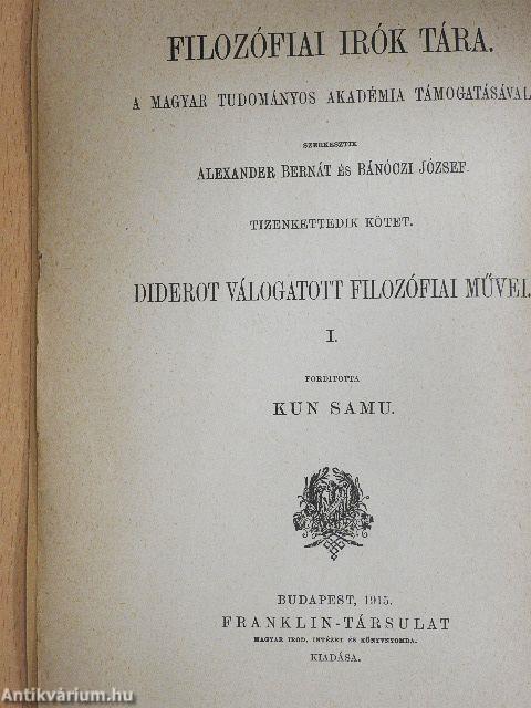 Diderot válogatott filozófiai művei I.