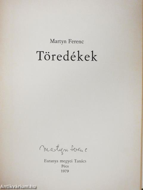 Töredékek (aláírt példány)