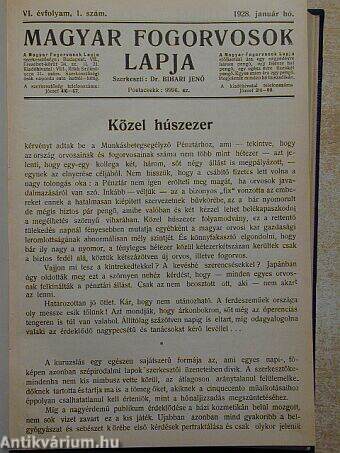 Magyar Fogorvosok Lapja 1928. (nem teljes évfolyam)