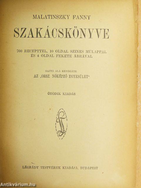 Malatinszky Fanny szakácskönyve (rossz állapotú)
