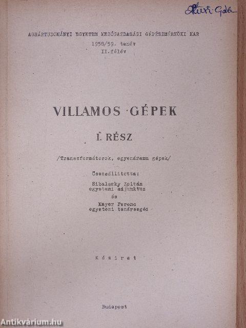 Villamos gépek I.