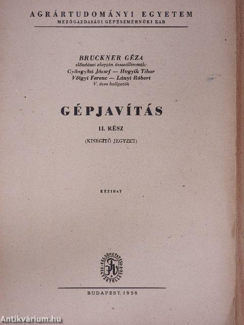 Gépjavítás II.