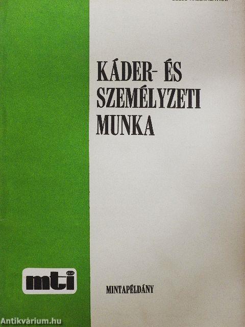 Káder- és személyzeti munka