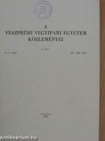 A Veszprémi Vegyipari Egyetem közleményei 9. kötet 3-4. füzet