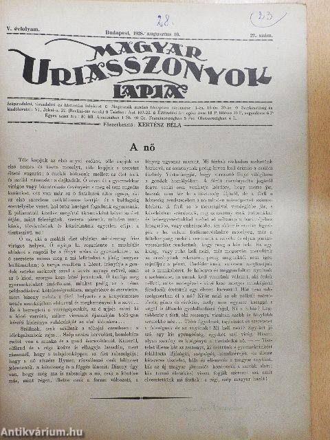 Magyar Uriasszonyok Lapja 1928. augusztus 10.