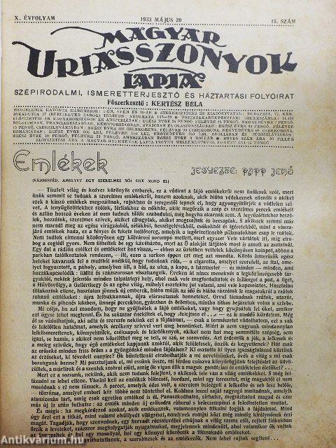 Magyar Uriasszonyok Lapja 1933. május 20.
