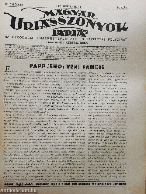Magyar Uriasszonyok Lapja 1932. szeptember 1.
