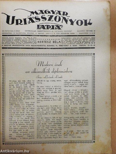 Magyar Uriasszonyok Lapja 1937. február 10.