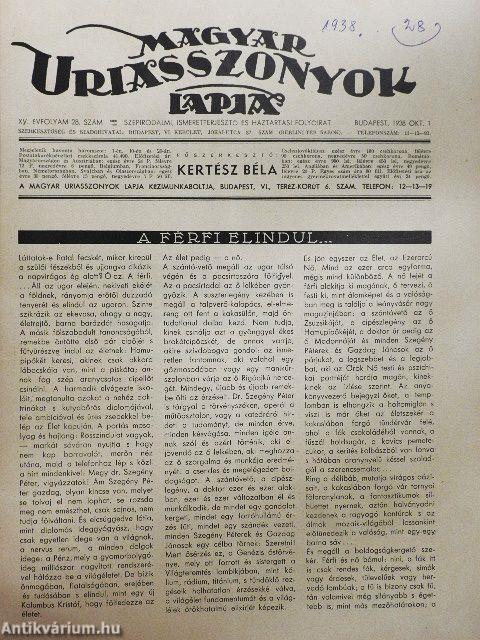Magyar Uriasszonyok Lapja 1938. október 1.