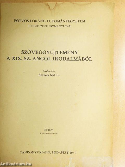Szöveggyűjtemény a XIX. sz. angol irodalmából