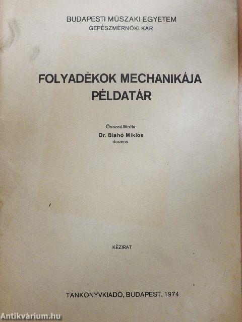 Folyadékok mechanikája példatár