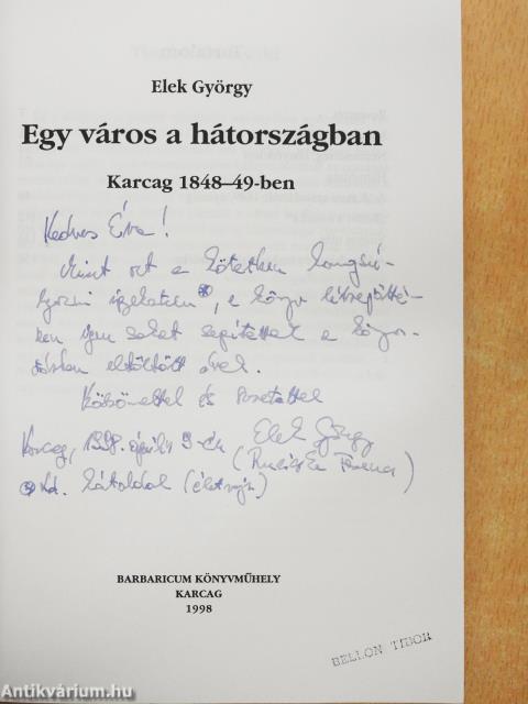 Egy város a hátországban (dedikált példány)