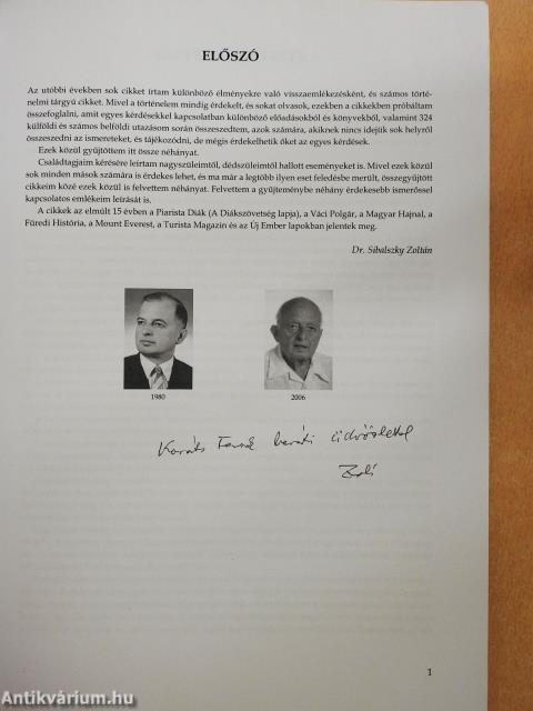 Történelmi cikkek és visszaemlékezések (dedikált példány)
