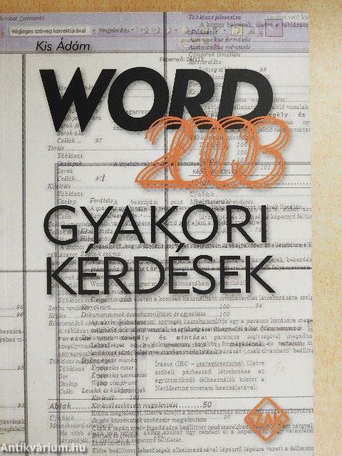 Word 2003 - Gyakori kérdések