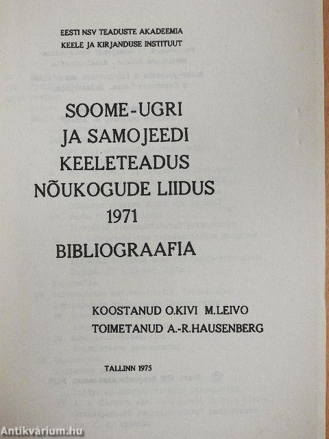 Soome-Ugri ja Samojeedi Keeleteadus Noukogude Liidus 1971