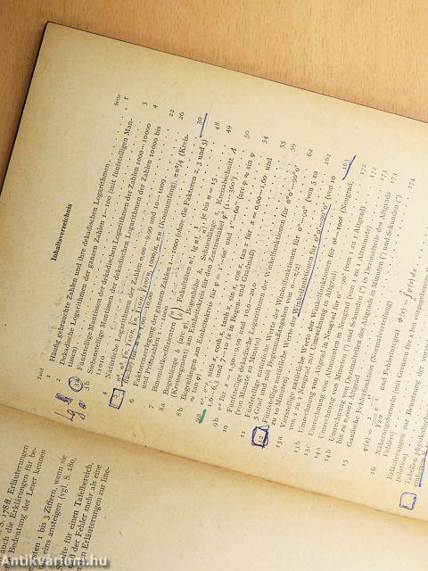 Fünfstellige Logarithmen und andere mathematische Tafeln