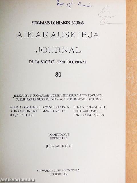 Suomalais-Ugrilaisen Seuran Aikakauskirja 80