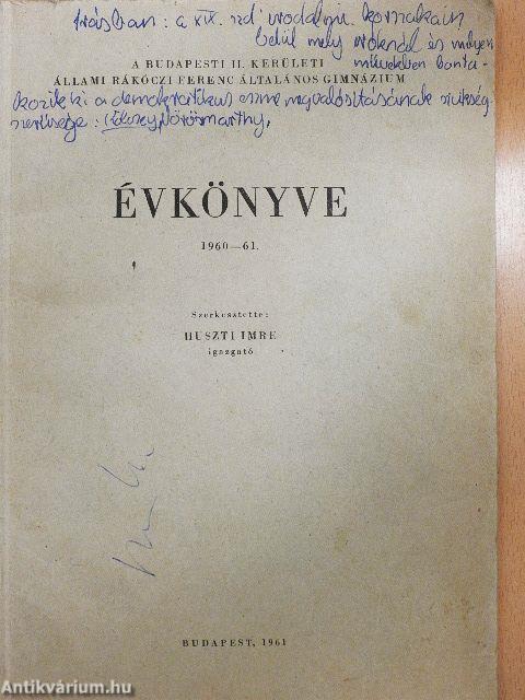 A Budapesti II. kerületi Állami Rákóczi Ferenc Általános Gimnázium Évkönyve 1960-61