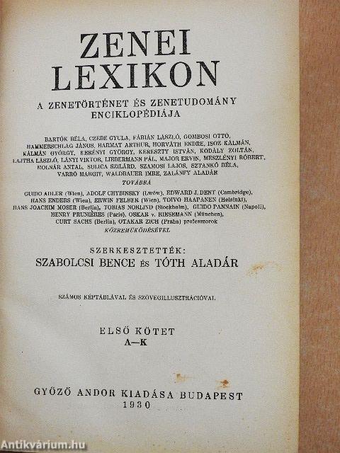 Zenei Lexikon I-II.