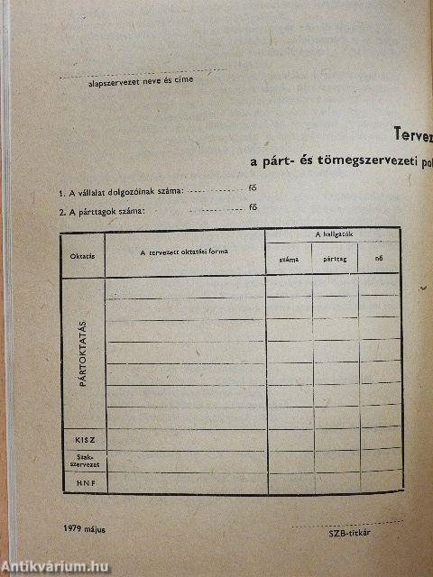 Útmutató az 1979-80. évi párt- és tömegszervezeti politikai oktatás megszervezéséhez XIV.