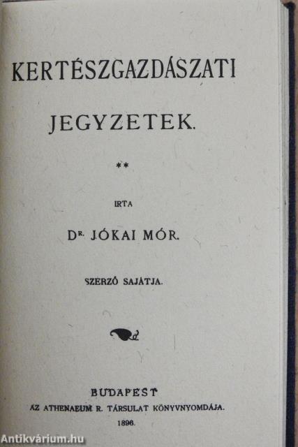 Kertészgazdászati jegyzetek (minikönyv)