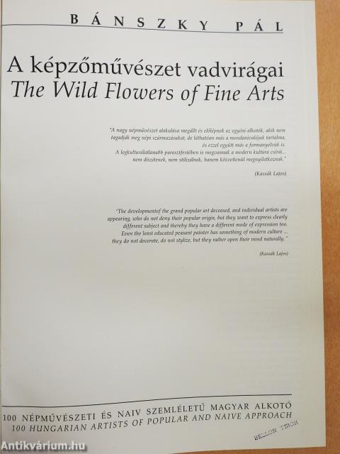 A képzőművészet vadvirágai (dedikált példány)
