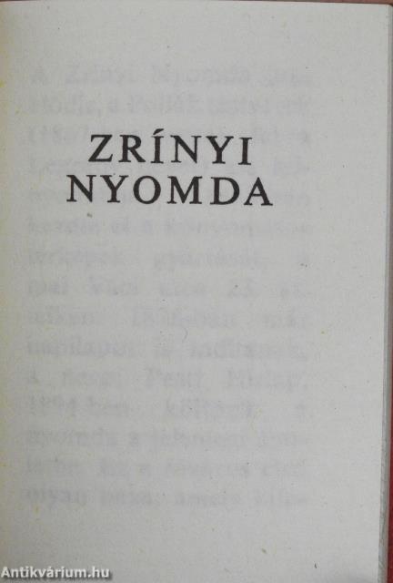Zrínyi Nyomda (minikönyv)