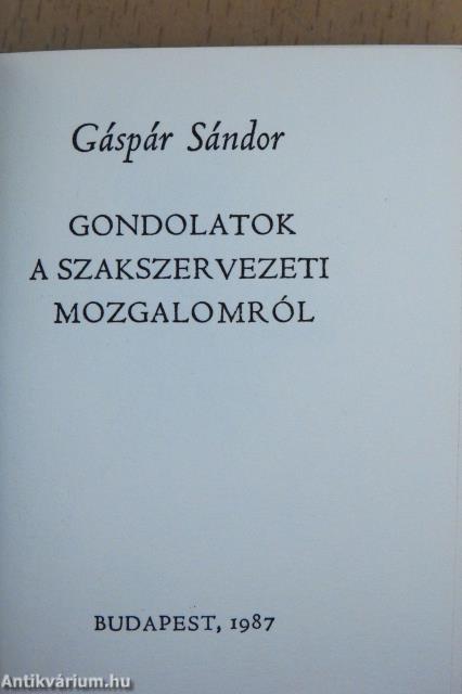 Gondolatok a szakszervezeti mozgalomról (minikönyv)