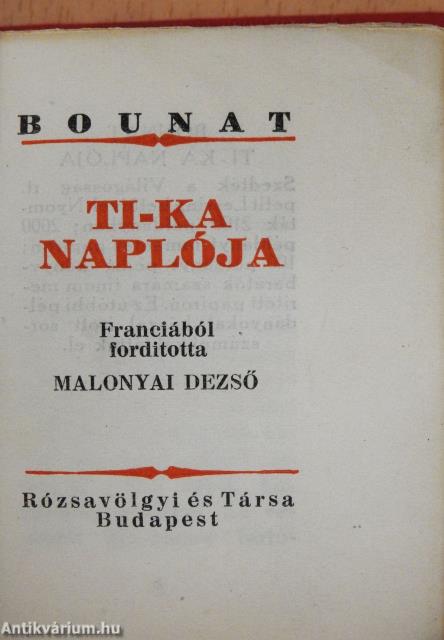 Ti-Ka naplója (minikönyv)