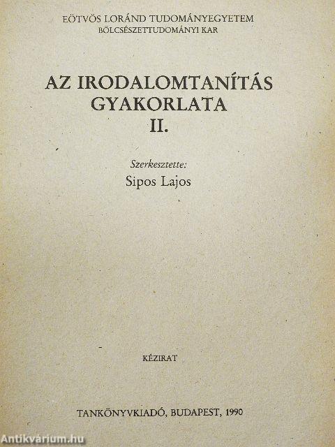 Az irodalomtanítás gyakorlata II.