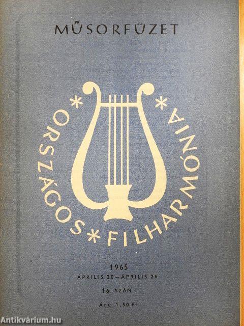 Országos Filharmónia Műsorfüzet 1965/16.