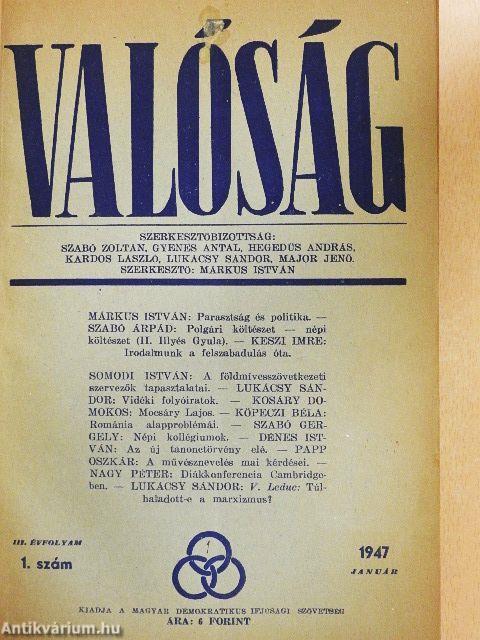 Valóság 1947. (nem teljes fél évfolyam)