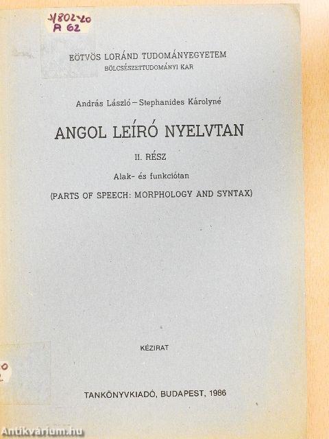 Angol leíró nyelvtan II.