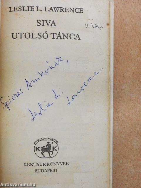 Siva utolsó tánca (dedikált példány)