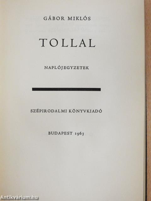 Tollal (dedikált példány)