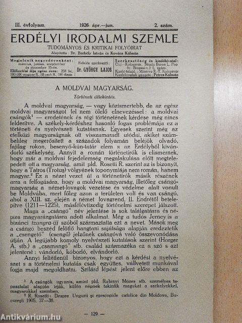 Erdélyi Irodalmi Szemle 1926. április-június